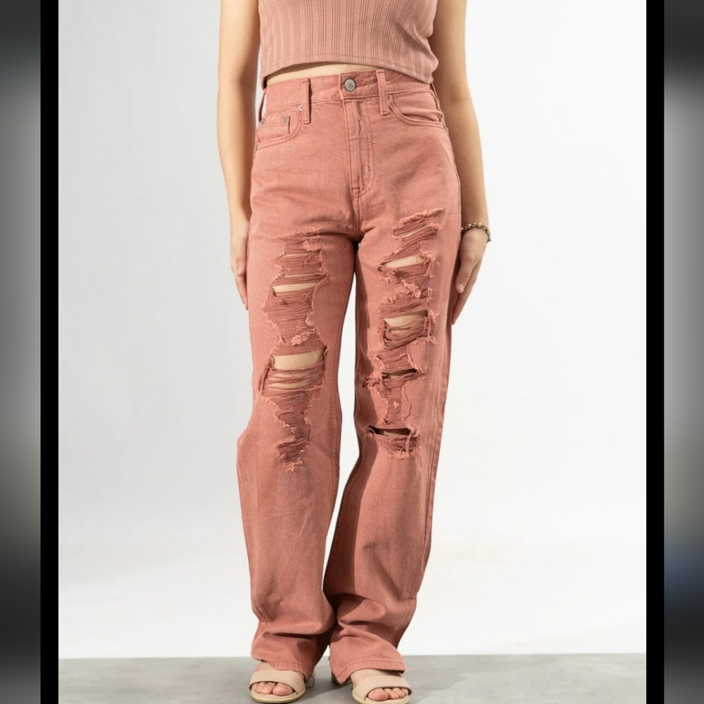 Aeropostale High Rise Distressed Baggy Jeans 24R